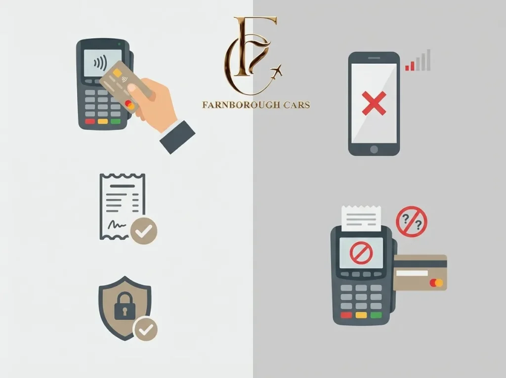 Map showing regional differences in UK taxi card payment rules