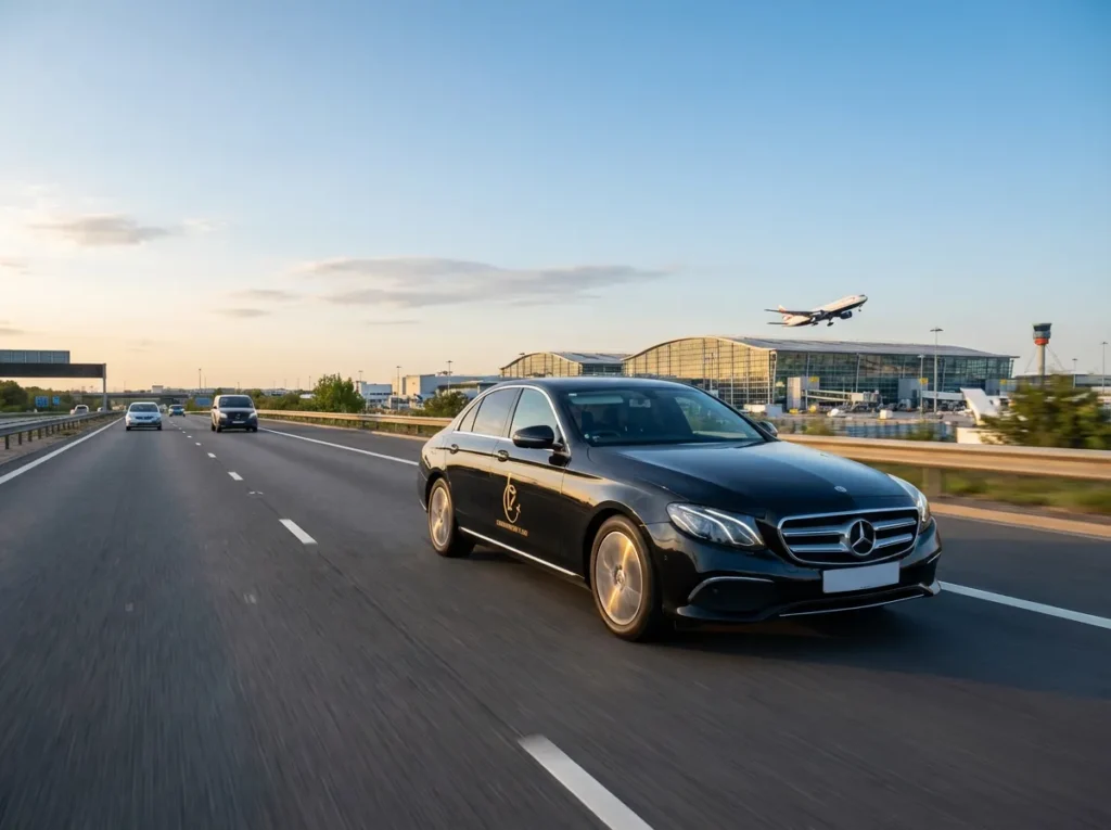 Taxi travelling from Farnborough to Heathrow on the motorway